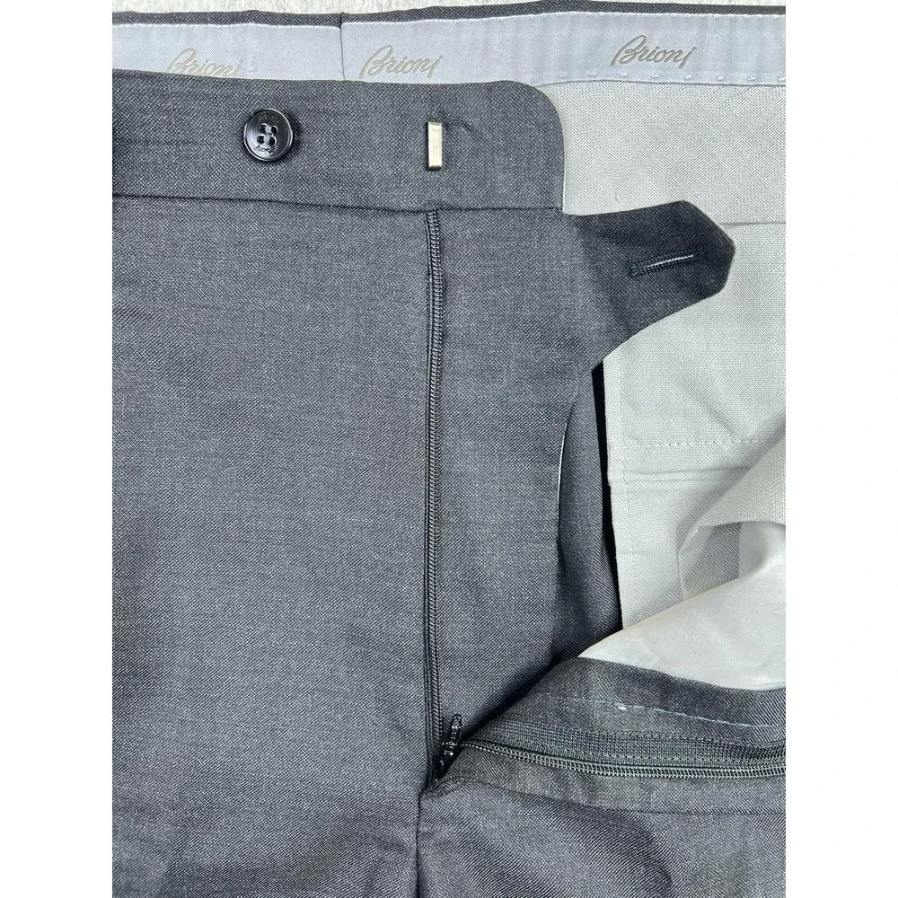 Brioni Dress Pants Mens 38x32 Gray Wool Blend Lined Regular Fit Italy READ